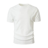 AIDASE  -  Men's Solid Color Stitching Short Sleeve T-Shirt Casual Crew Neck Breathable Summer Top aidase-shop