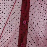 AIDASE  -  Men Shirt Polka Dot Printing Lapel Long Sleeve Button Men Clothing Mesh See Through Loose Fashion Male Shirts Streetwear aidase-shop