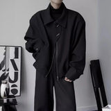 AIDASE  -  Casual Loose Short Black Collar Jacket for Men Stylish Simple Korean Version Versatile Top Outerwear Fashionable Personality aidase-shop