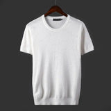 Aidase Summer New Men's Fashion O-neck Casual Knitted T-shirt Hollow Out Ice Silk Short-sleeved Tops Slim Fit Men Tee Shirts aidase-shop