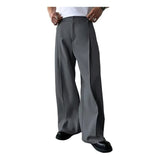 AIDASE  -  Men's Formal Dress Pants Cropped Pants Light Business Fashion Solid Color Front Pleated Drape Twill Daily Straight Suit Pants aidase-shop