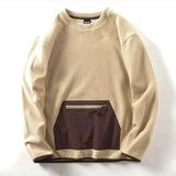 AIDASE  -  Japanese Men's Warm Fleece Pullover Hoodie for Autumn Winter Casual Versatile Pullover Top Self Heating Zipper Pocket Sweatshirt aidase-shop