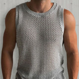 Aidase Sports Fitness Breathable Knitted Mesh Tank Tops Men Summer Casual Solid Color Hollow Out Knit Vest Men Fashion Sleeveless Tops aidase-shop