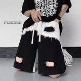 AIDASE  -  New Men's Spliced five-point Design Sense Casual Irregular Ripped Tool Shorts aidase-shop
