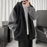 AIDASE  -  Casual Loose Men's Open Cardigan Jacket Autumn New Style Korean Version Splicing Hoodie Couple's Outfit Versatile Streetwear aidase-shop