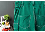 AIDASE  -  Men Y2K Bib Overalls Shorts Summer Multi Side Pockets Cargo Breeches Elastic Waist Fancy Color Thin Soft Coveralls Dungarees aidase-shop