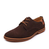 AIDASE  -  Men Large Size Frosted Leather Casual Shoes Wide Velvet Surface Fashionable Trendy Low Top Lace up Work Shoes Rubber Sole aidase-shop