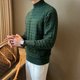 AIDASE  -  Mr. NR Briti Sle  Color f High Collar Knitted Long Sve Wave Pattern Elastic Base irt Sweater for Men Casual aidase-shop
