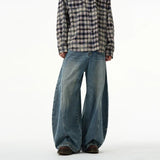 AIDASE  -  New American Retro Bent Knife Pants Men's Design Wide Leg Loose Handsome Jeans Couple's Jeans Casual Men's Denim