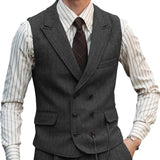Aidase Herringbone Men Vest Dark Green Suede Leather Gentleman Business Waistcoat Vintage Regular Slim Men Suit Vest aidase-shop