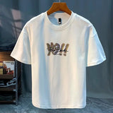 Aidase Fashion O-Neck Korean Printed Color Letter T-Shirts Men's Clothing 2025 Spring Summer New Loose Casual Tops All-match Tee Shirt