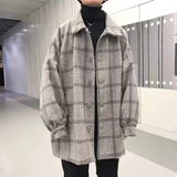 AIDASE  -  Checkered woolen coat men's autumn and winter thick jacket windbreaker Korean version trendy British medium long woolen coat aidase-shop