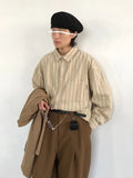 Aidase Japanese Vintage Shirts Men Women Harajuku Striped Loose Cardigan Coat Spring Autumn Thin Cargo Long Sleeves Casual Unisex Tops aidase-shop