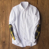 AIDASE  -  Sleeve Patch Washed Grain Woven Cotton Long Sleeve Shirt Men's Daily Tooling Retro Trend Youth Thin Coat aidase-shop