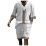 AIDASE  -  Big And Tall Men Suits Mens 3d Printed Shorts Short Sleeve Loose V Neck Shirt Tuxedo For Young Men спортивный костюм мужской aidase-shop