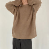 AIDASE  -  Autumn New Casual Bottoming Knit Tops Men's Solid Color Textured Long Sleeve Vintage Sweater For Mens Outdoor Fashion Tees aidase-shop