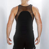 AIDASE  -  Men Sets Mesh Patchwork O-neck Sleeveless Tank Tops & Shorts Two Pieces Sets See Through Streetwear Fashion Men's Suits aidase-shop