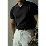 AIDASE  -  Summer Lightweight  Knitted Shirt Short Sleeve Turn-down Collar Men's Business Casual  Color American Retro T-shirt aidase-shop
