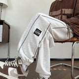 AIDASE  -  Trendy Version Personalized Street Fashion Loose Casual Pants Men's Patchwork Pocket Striped Drawstring Straight Sports Trousers aidase-shop