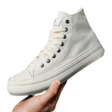 AIDASE  -  Men's High Top Canvas Shoes Black White Men Casual Sneakers Fashion Lace-up Vulcanize Shoes Cool Street Sports Brand Flats aidase-shop