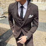 Aidase 6XL 7XL (Jackets+Vest+Pants) Male Korean Blazers Slim Check British Business Suit Men Three Piece Wedding Bridegroom Man Dress