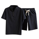 AIDASE  -  Double Breasted Suit Men Men'S Cotton And Linen Set 2 Piece Clothing Shirt T Shirt Commercial Sports And Men Slim Suit Set aidase-shop