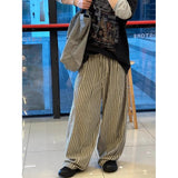 AIDASE  -  Loose Vertical Striped Casual Pants Men Women Straight Leg Floor-Length Retro Lazy Style Versatile Fashion Brand Spring Autumn aidase-shop