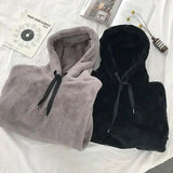 AIDASE  -  Autumn Winter Fleece-Lined Hooded Sweatshirt For Men Trendy Loose Fit Long Sleeve Warm Plush Jacket Idle Style Top Casual Scene aidase-shop