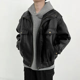 AIDASE  -  American Retro Heavyweight Men's Motorcycle Jacket Loose Flight Stylish Leather Coat Spring Autumn Trendy Brand Casual Outerwear aidase-shop