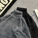 AIDASE  -  Faux Mink High Neck Men Sweater Autumn Winter New Trend Loose Long Sleeve Thickened Warm Knitted Pullovers Tide 21E7596 aidase-shop