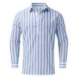 AIDASE  -  Elegant Roll-Up Sleeves Men'S Plaid Shirt Mens Fashion Casual Striped Linen Lapel Long Sleeve Shirt Top Blouse рубашка aidase-shop