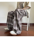 AIDASE  -  Men's Plaid Casual Pants Loose Straight Hong Kong Style Spring Autumn New Fashion Comfortable Breathable Men's Trousers aidase-shop