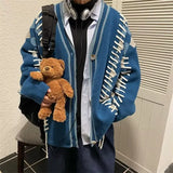 Aidase Autumn Winter Fashion Y2K Casual Men's Cardigan Sweater Long Sleeve Top Cotton V-Neck Korean Coat Man Retro Male Clothes aidase-shop