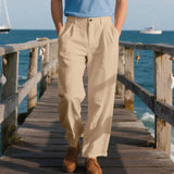 AIDASE  -  Autumn European and American Linen Men's Casual Loose Business Suit Trousers aidase-shop