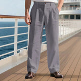 AIDASE  -  Autumn European and American Linen Men's Casual Loose Business Suit Trousers aidase-shop