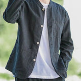 AIDASE  -  New Men Retro Sun Protection Casual Long-sleeved Shirt Stand Collar Loose Breathable Versatile Loose Cardigan aidase-shop