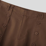 AIDASE  -  Men Pants Solid Color Button Joggers Loose Casual Straight Trousers Men Streetwear Fashion Male Long Pants S-5XL aidase-shop