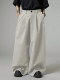 AIDASE  -  Loose Fit Men's Casual Pants with Pockets Pleated Slimming Daily Simple Style Pure Color Imported from Mainland China aidase-shop