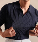 AIDASE  -  Italy Polo Jacquard V-neck Knitted Polo Shirt For Men's Cotton Blend Casual Summer Men Polo Shirt Short Sleeve Mannen Polo aidase-shop