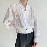 AIDASE  -  Spring/Summer Elegant Sexy Men's Shirt Long Sleeve Single Breast Solid Color Korea Fashion Male Tops aidase-shop