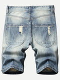 AIDASE  -  Retro Ripped Men's Denim Shorts Streetwear Hip Hop High Street Fashion Casual Short Jeans Male Stretch Straight Ripped Shorts aidase-shop