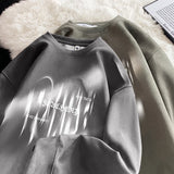 Aidase Suede Heavyweight Sweatshirt Gothic Print Round Neck Pullover Sweatshirts High Street Couple Hoodie Male Female Clothes aidase-shop