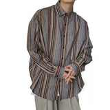 AIDASE  -  Retro Vertical Striped Men's Shirt Outerwear Japanese Long Sleeved Single Breasted Top Fashionable Casual Male Clothing aidase-shop