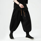Aidase Summer Men Wide Leg Pants Men Dark Wind Solid Color Casual Pants Japanese Styles Harun Pants Men Cotton Linen Lantern Pants