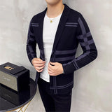Aidase Men's Knitted Sweater Jacket Men Fashion High Quality Brand Slim Striped Long Sleeve Suit Collar Cardigan Wool Jacket Coat aidase-shop