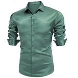 AIDASE  -  iny  Color Slim Fit Men's irt Long Sve Youth Faion Polyester Fiber No Ironing Required Ele Bright Face aidase-shop