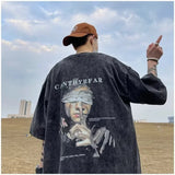 AIDASE  -  Vintage Graphic T Shirts for Man Loose Casual Chic Mens Oversized T Shirt Harajuku Style O-neck Print Men Clothing Tees aidase-shop