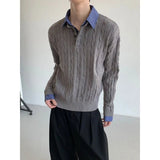 AIDASE  -  Thiened Fake Two-Piece Knitted Sweater for Men Autumn Winter  Sle irt Collar Cotton Blend Casual Knitwear aidase-shop