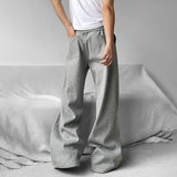 Aidase Mens Casual Niche Wide Leg Pants Genderless 2024 New American Streetwear Versatile Simple Solid Color Floor-Mopping Pants Unisex aidase-shop