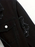 AIDASE  -  New Fashion Autumn Winter Men Black Solid Color Turn-down Collar Long Sleeve Single Breasted Casual Trendy Denim Jackets Coats aidase-shop